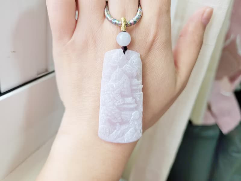 【純翠】天然翡翠 冰紫全透種水美山水牌 養成系 附臺灣證書