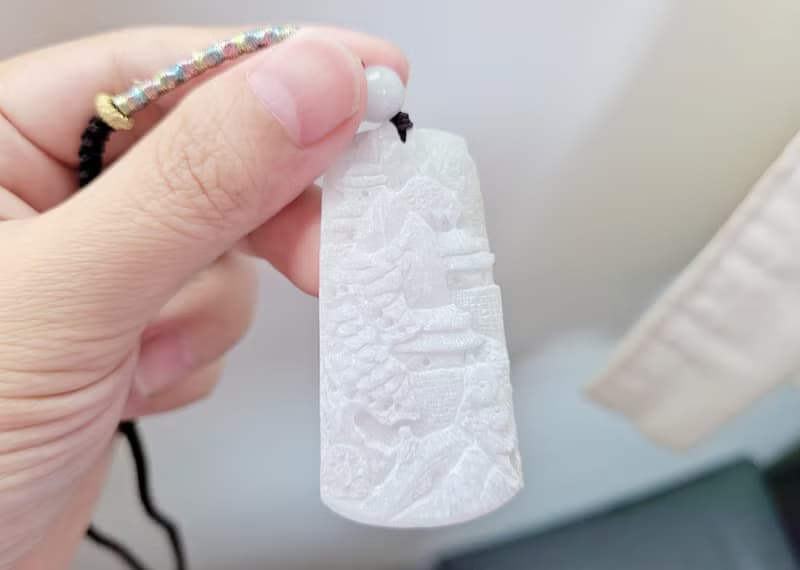 【純翠】天然翡翠 冰紫全透種水美山水牌 養成系 附臺灣證書