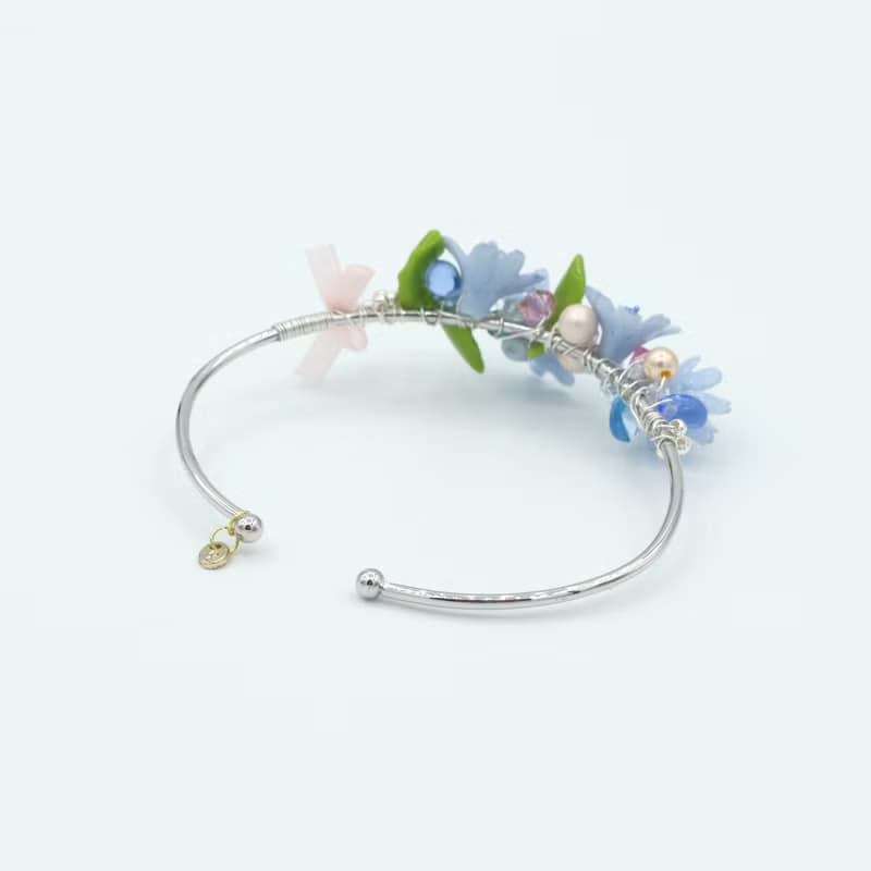 Pamycarie夏日樹脂黏土花束925銀線鍍14K金銅手鐲