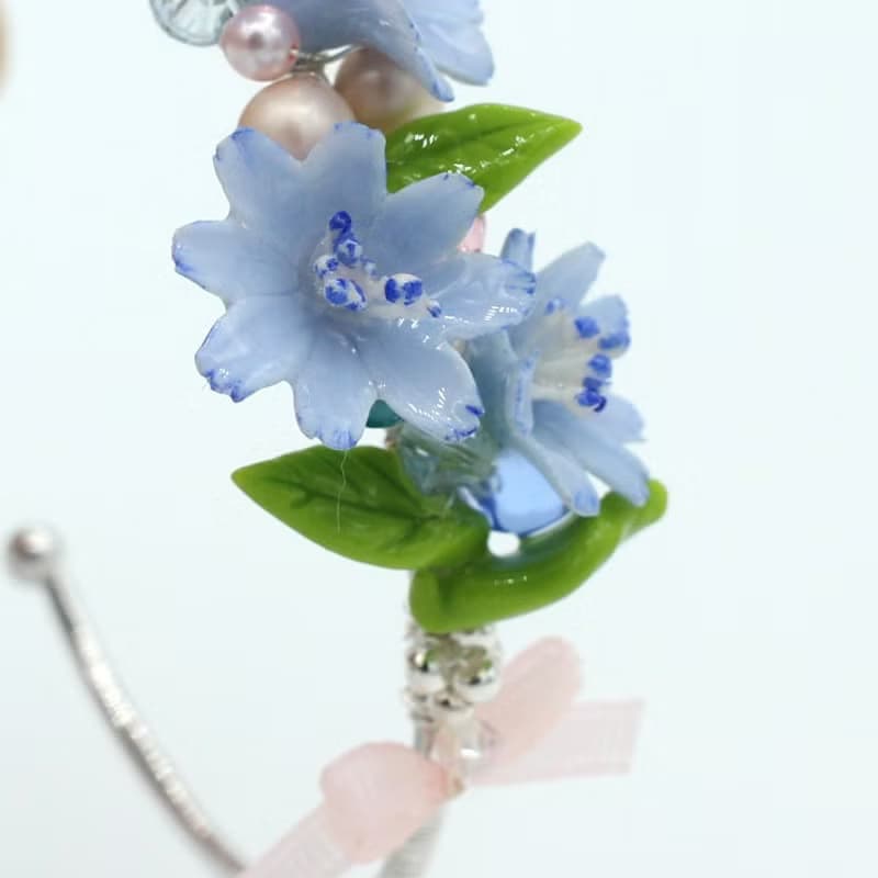 Pamycarie夏日樹脂黏土花束925銀線鍍14K金銅手鐲