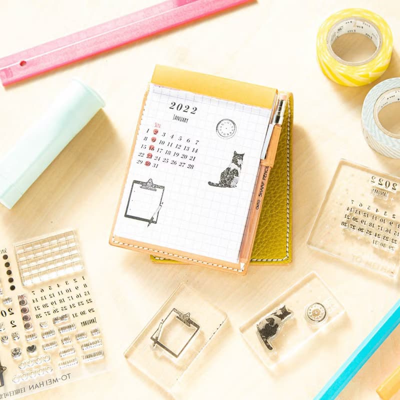 日曜日可変カレンダー猫　貼ってはがせるフォトポリマー製クリアスタンプ TO-MEI HAN