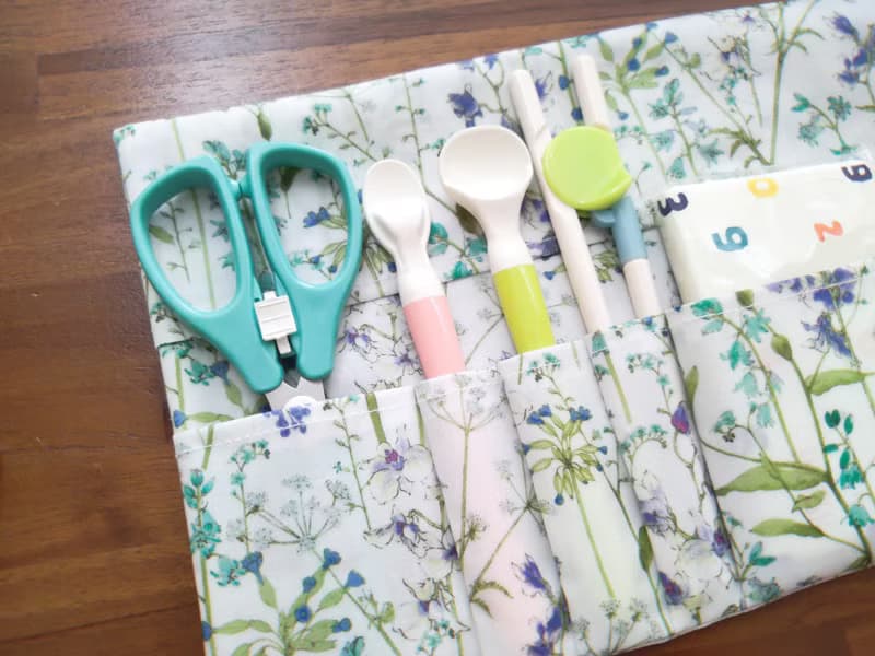 典雅花卉/英國防水布寶寶餐具收納袋