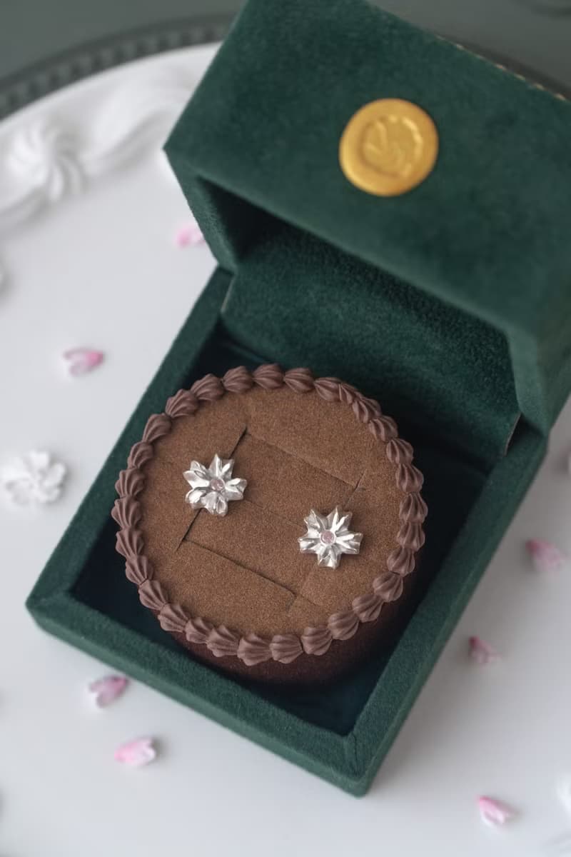 奶油櫻花 純銀耳飾 銀黏土