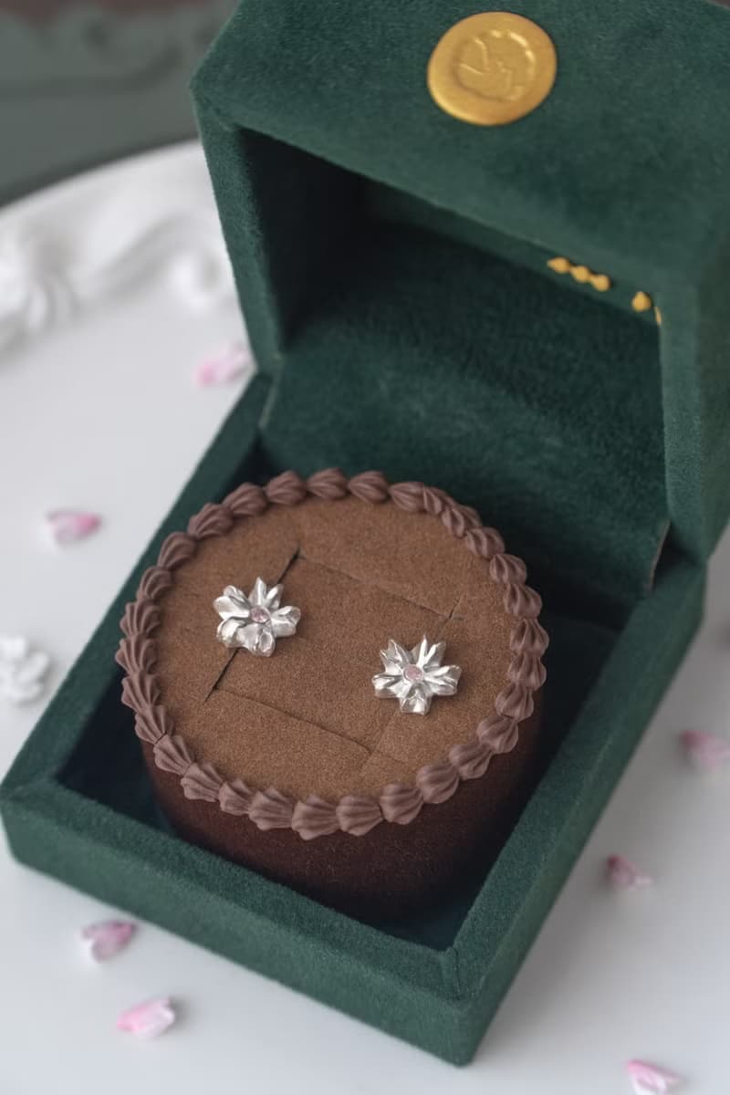 奶油櫻花 純銀耳飾 銀黏土