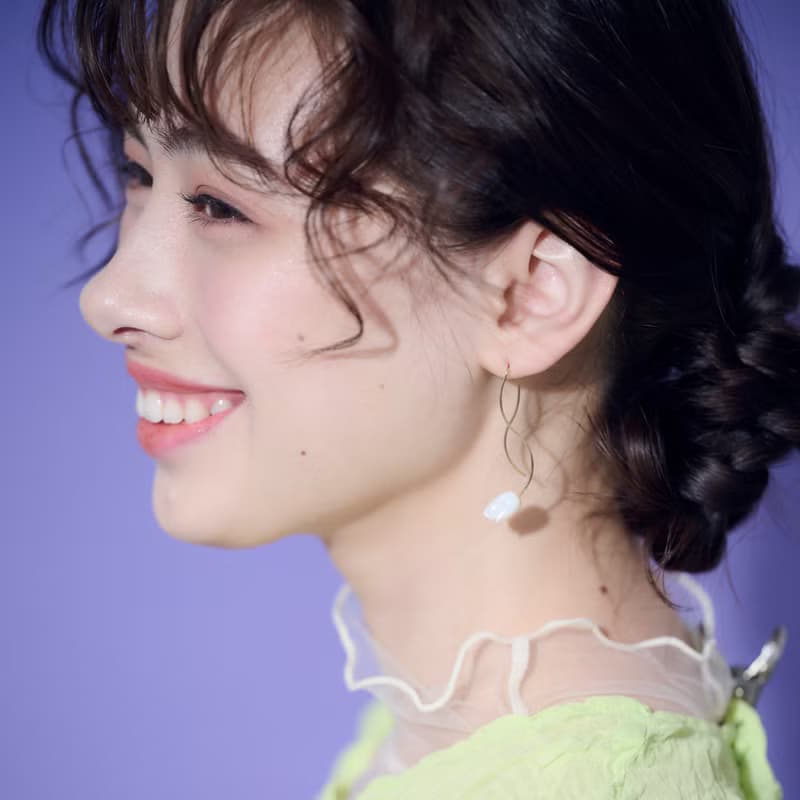 14kgf Tulip nuance curve pierced earrings / clip on WHT