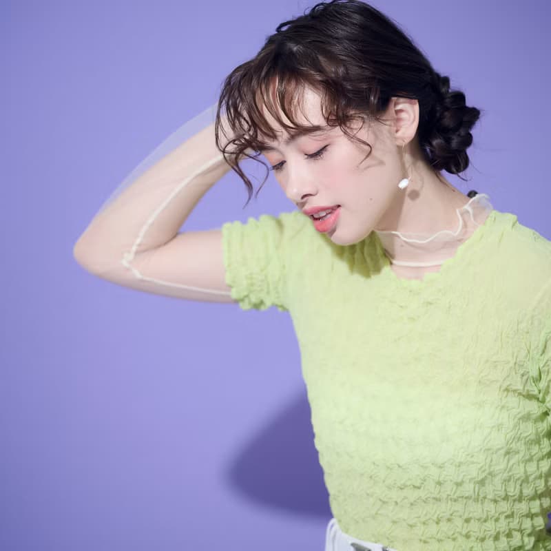 14kgf Tulip nuance curve pierced earrings / clip on WHT