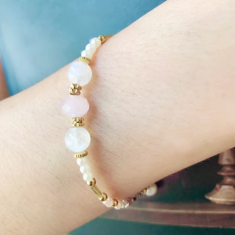 PUREST HOME 維納斯之戀 月光石/粉晶/水晶/珍珠 愛神手鍊