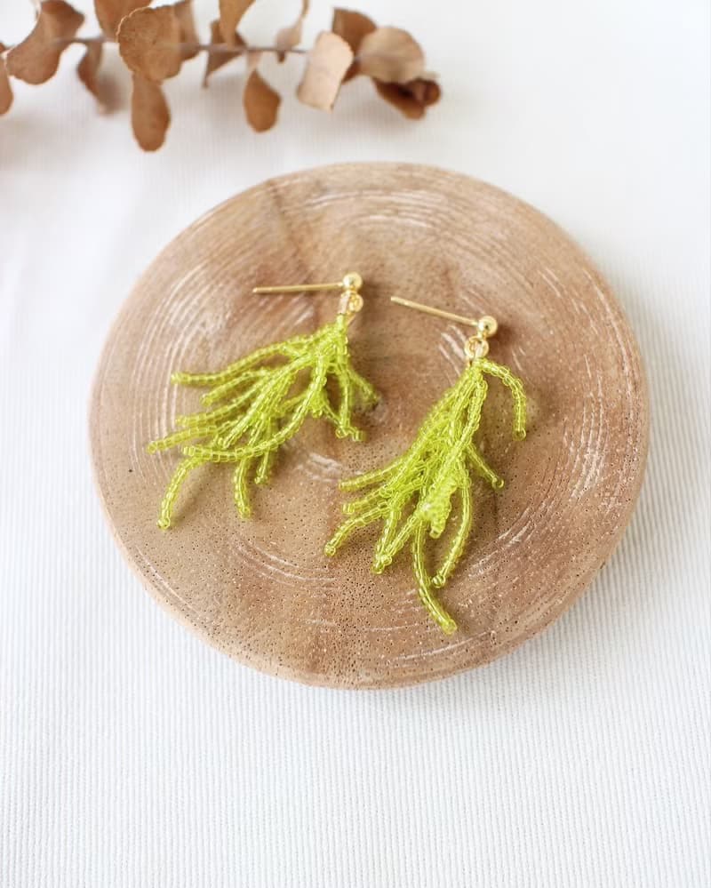 串珠耳飾_松葉/淺綠色/beading earing