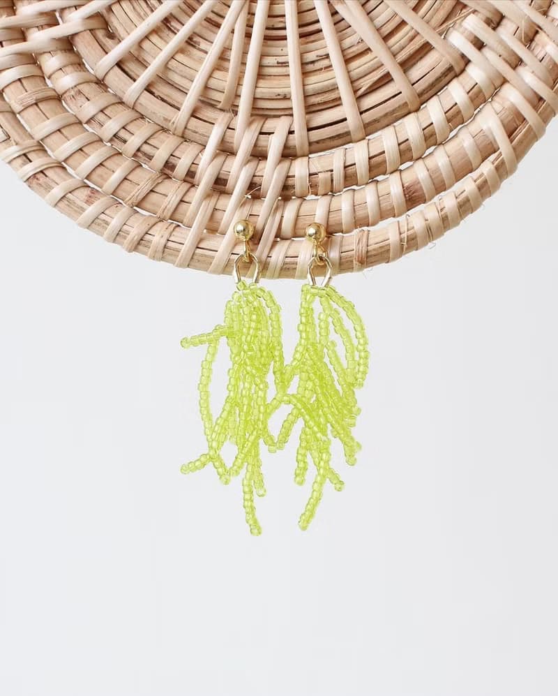 串珠耳飾_松葉/淺綠色/beading earing
