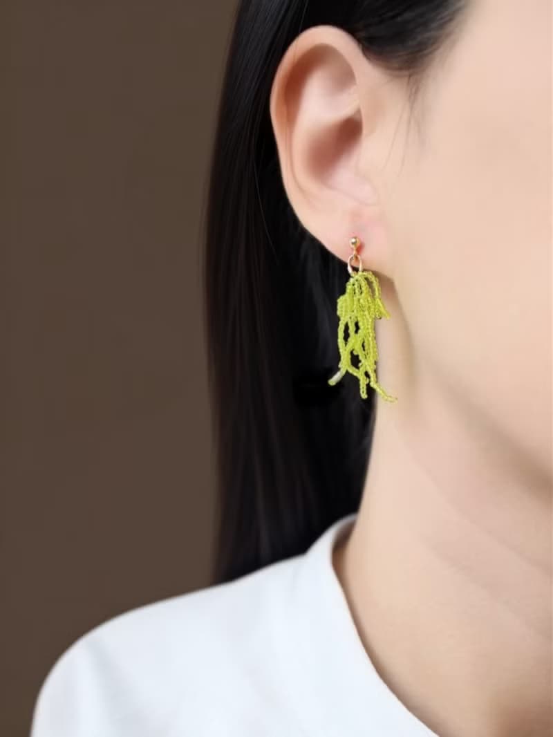 串珠耳飾_松葉/淺綠色/beading earing