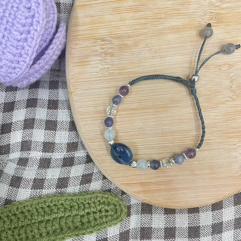 藍晶石平安扣調整式編織手鍊