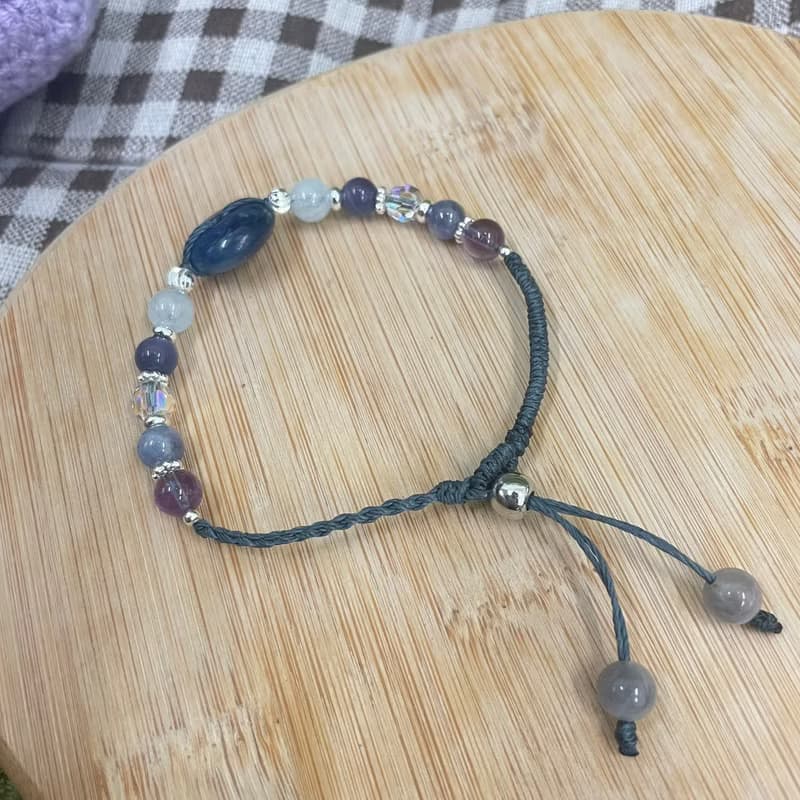 藍晶石平安扣調整式編織手鍊
