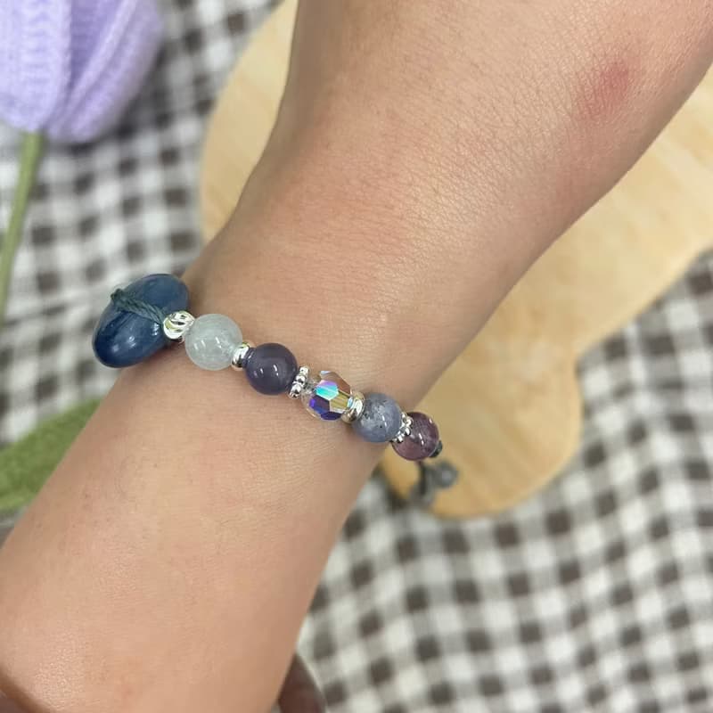 藍晶石平安扣調整式編織手鍊