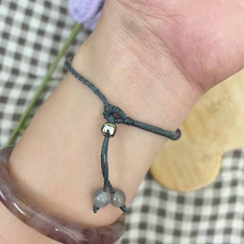 藍晶石平安扣調整式編織手鍊