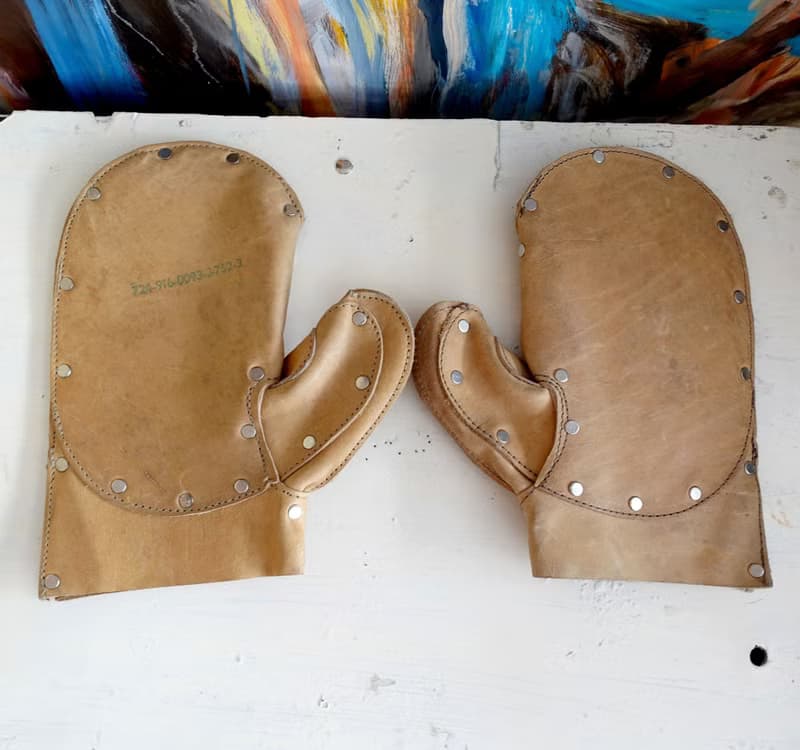 真皮牛皮軍用隔熱手套 神戶市美軍專用品店購入 日本中古二手古著