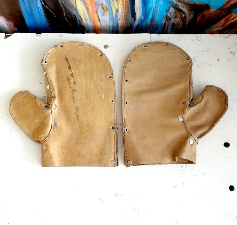 真皮牛皮軍用隔熱手套 神戶市美軍專用品店購入 日本中古二手古著