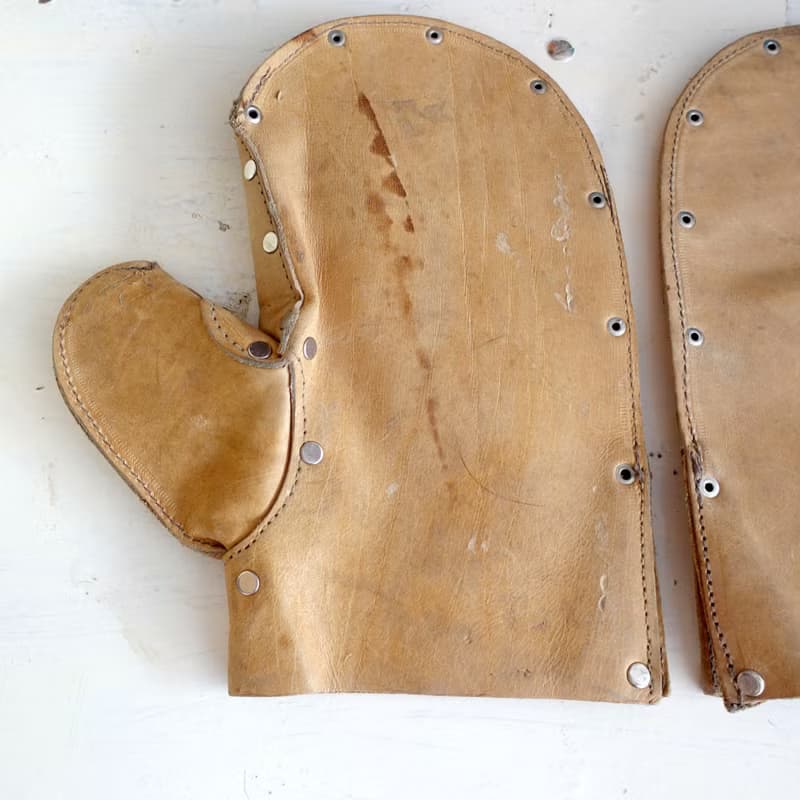 真皮牛皮軍用隔熱手套 神戶市美軍專用品店購入 日本中古二手古著