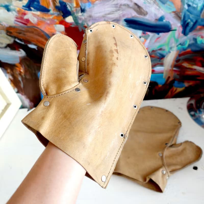 真皮牛皮軍用隔熱手套 神戶市美軍專用品店購入 日本中古二手古著