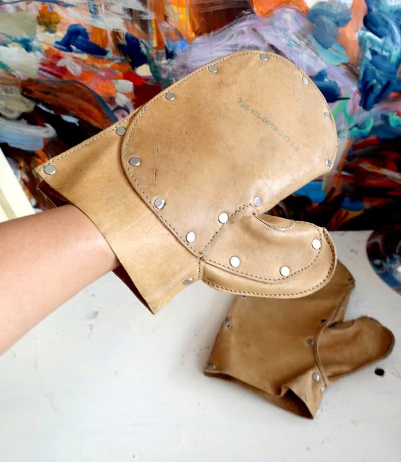 真皮牛皮軍用隔熱手套 神戶市美軍專用品店購入 日本中古二手古著