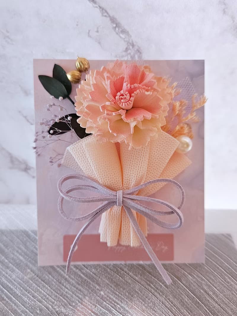 索拉康乃馨花束小卡 母親節花禮 乾燥花卡片