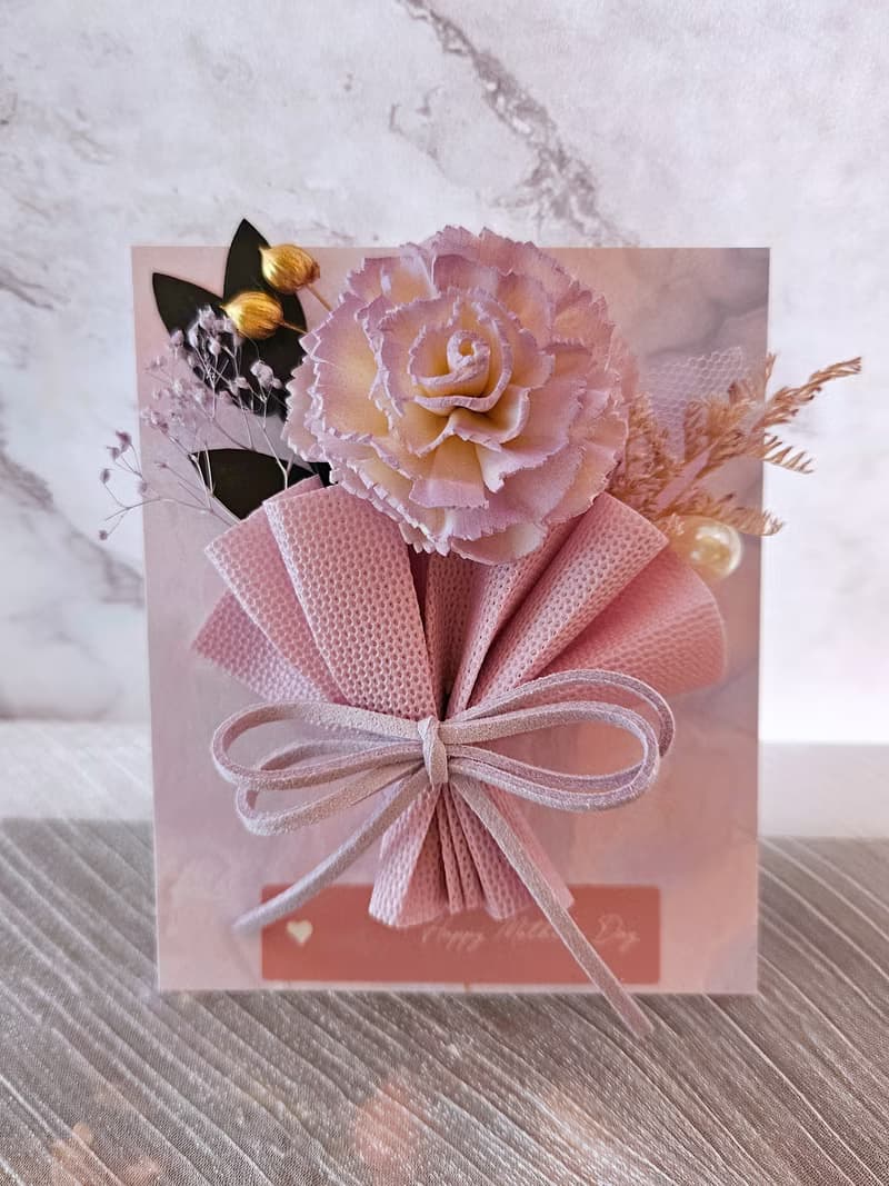 索拉康乃馨花束小卡 母親節花禮 乾燥花卡片