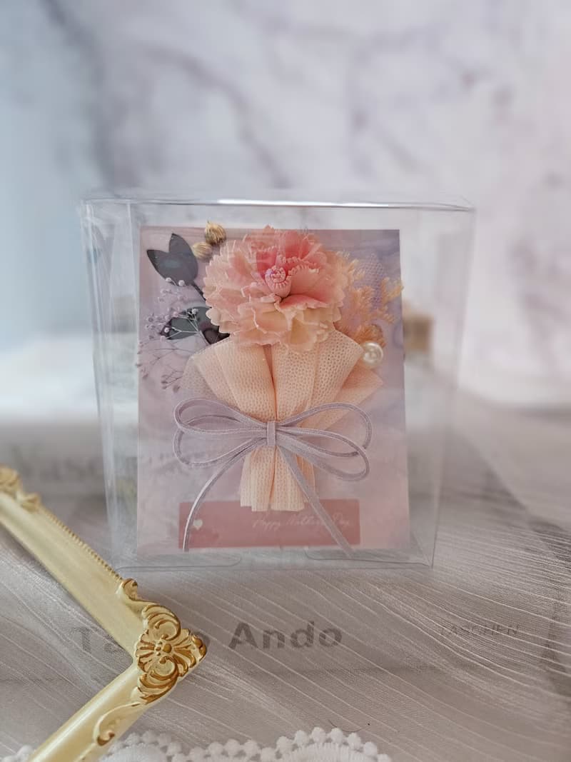 索拉康乃馨花束小卡 母親節花禮 乾燥花卡片