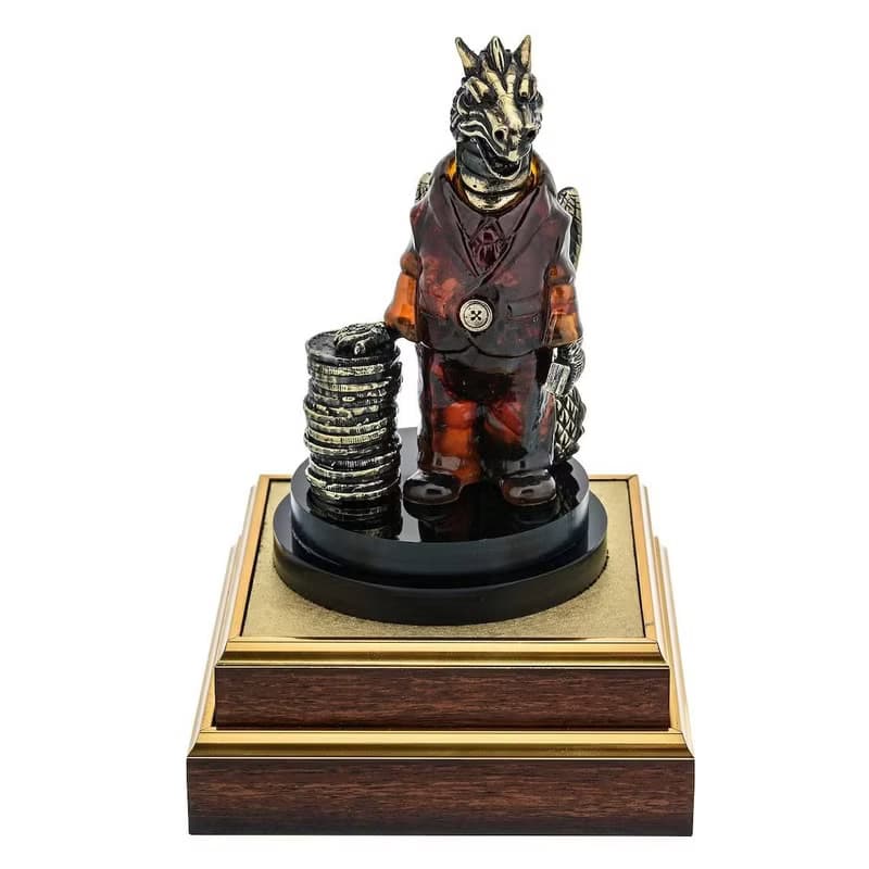 Sculpture of amber and bronze Bull|Amber Souvenir Gift|Amber Bull Figurine|