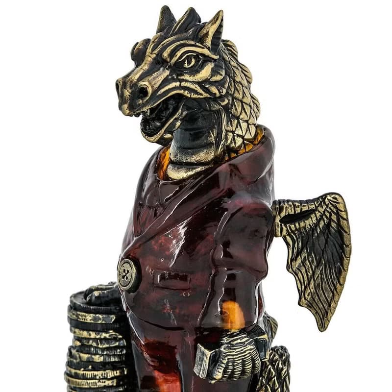 Sculpture of amber and bronze Bull|Amber Souvenir Gift|Amber Bull Figurine|