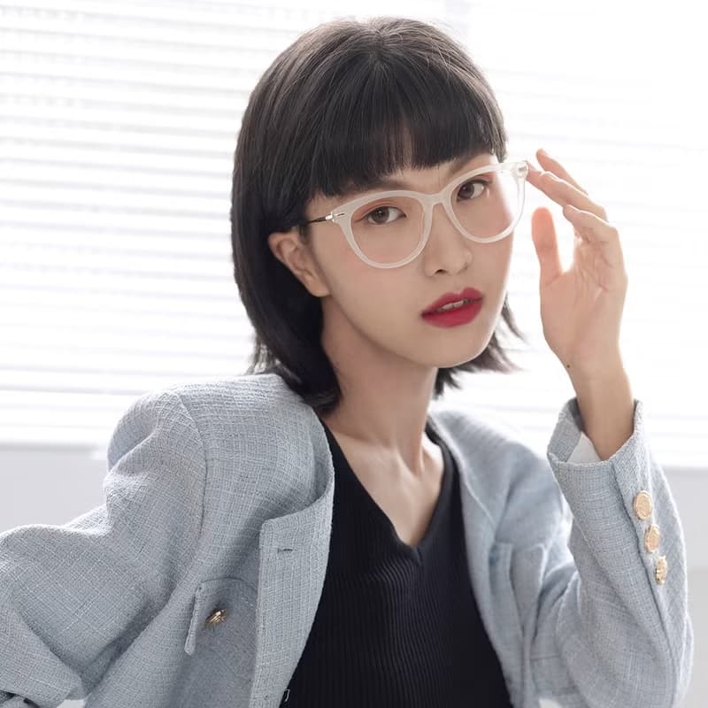 純白貓眼鏡框 × FROMEYES 高折射濾藍光眼鏡