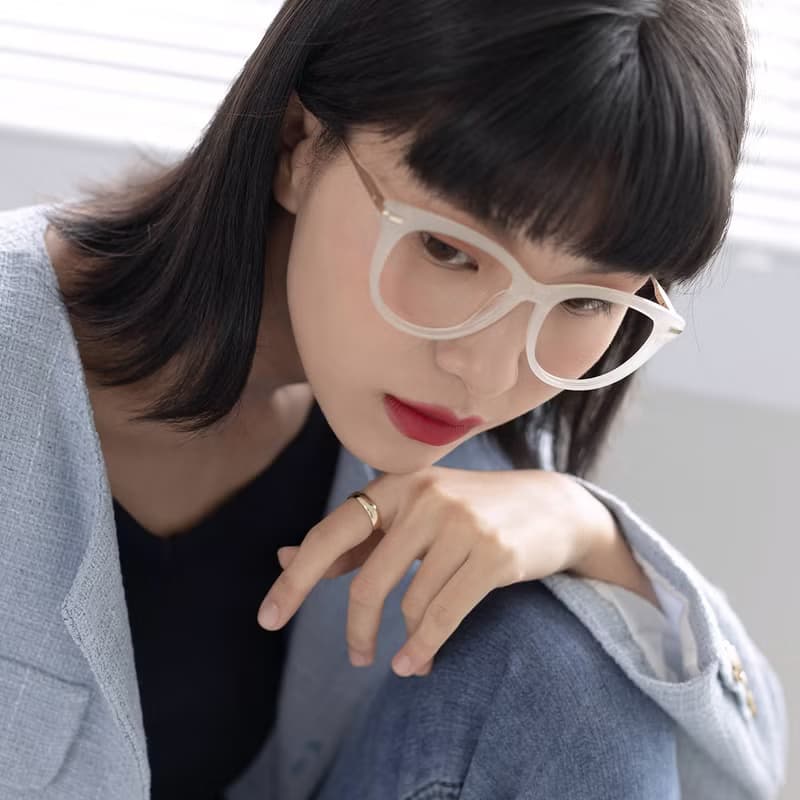 純白貓眼鏡框 × FROMEYES 高折射濾藍光眼鏡