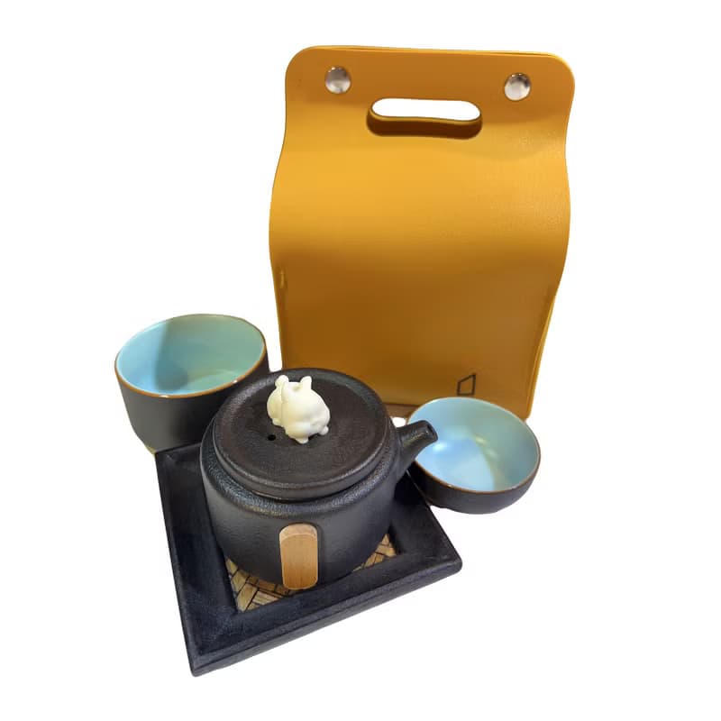 玉兔茶具套裝 - 黑色