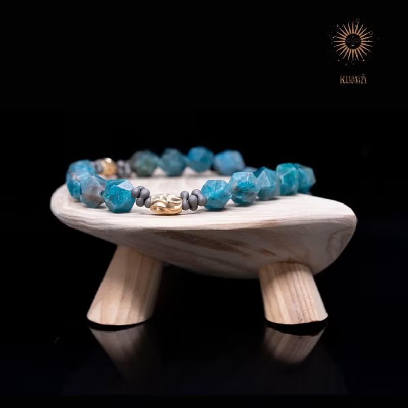 【海洋印記/Ocean Imprint】藍磷灰石角珠手鍊 | 天然石 水晶手鍊