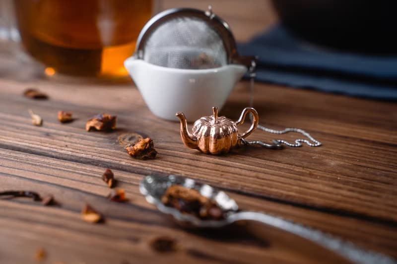 01LIV不銹鋼濾茶器CHICHI濾茶球原創設計吊饰 南瓜壺玫瑰金帶瓷碗