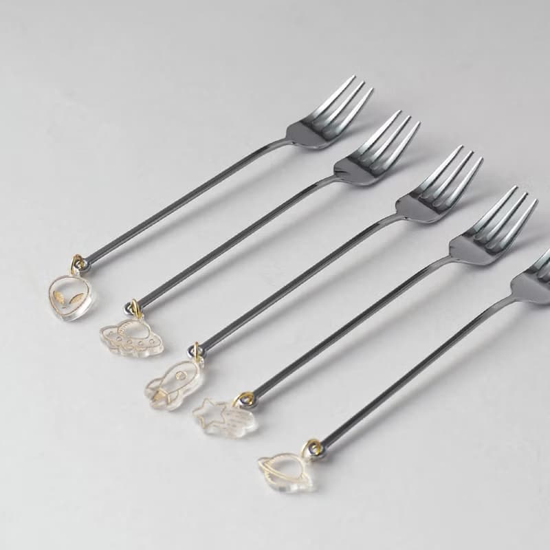 日本高桑金屬  日製宇宙造型垂飾不鏽鋼叉子-2入-多款可選