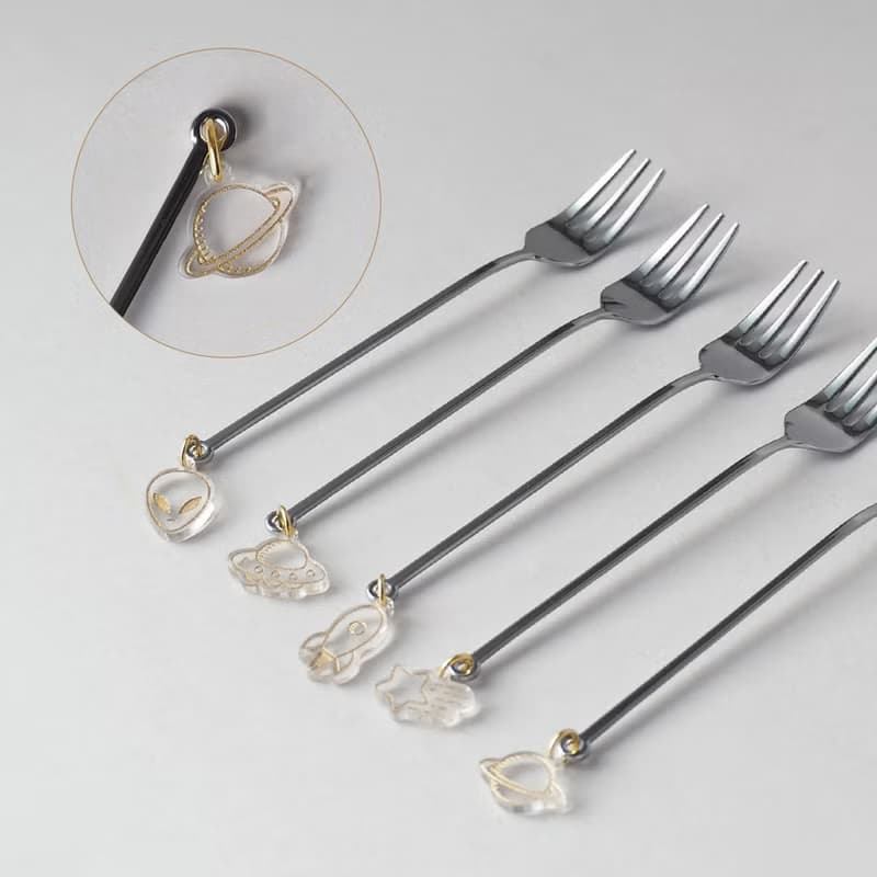 日本高桑金屬  日製宇宙造型垂飾不鏽鋼叉子-2入-多款可選