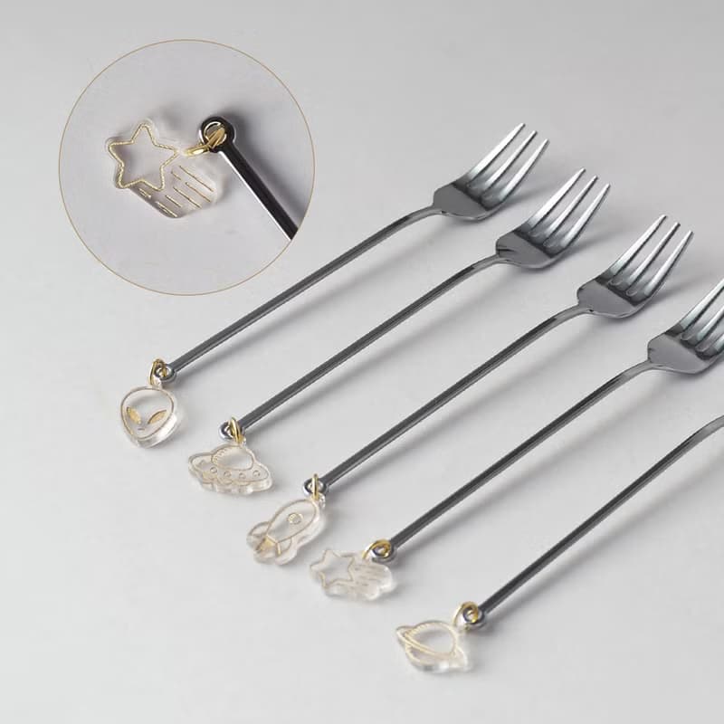 日本高桑金屬  日製宇宙造型垂飾不鏽鋼叉子-2入-多款可選