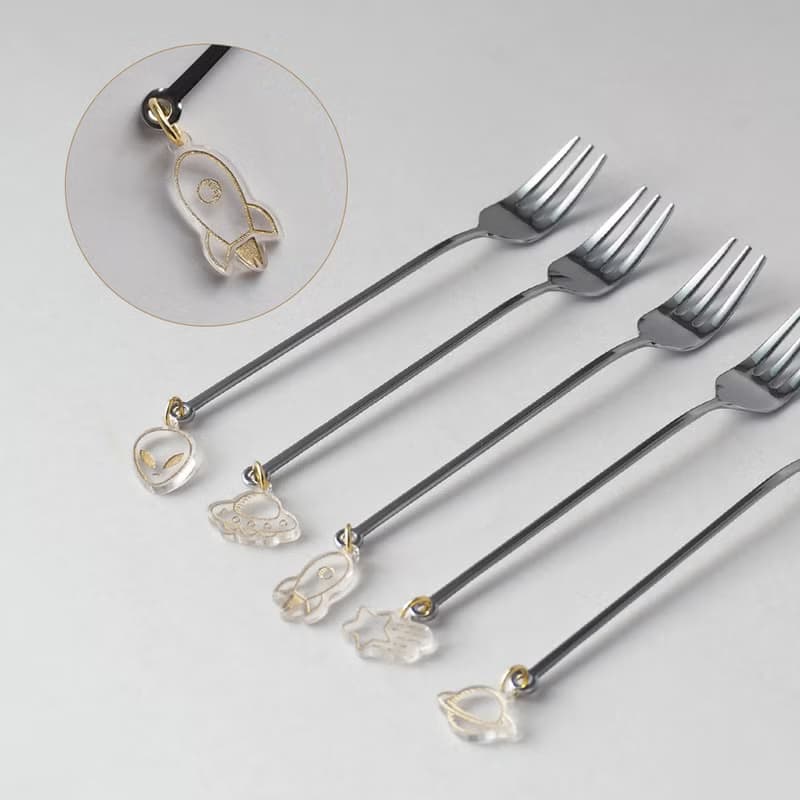 日本高桑金屬  日製宇宙造型垂飾不鏽鋼叉子-2入-多款可選