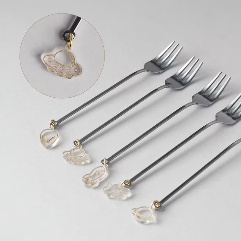 日本高桑金屬  日製宇宙造型垂飾不鏽鋼叉子-2入-多款可選