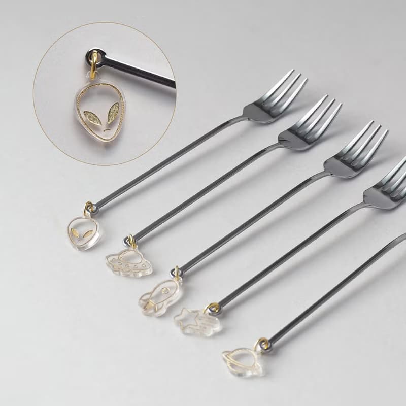 日本高桑金屬  日製宇宙造型垂飾不鏽鋼叉子-2入-多款可選