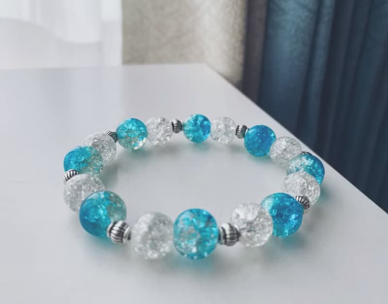 【深海系列】 藍白色裂紋珠手鍊