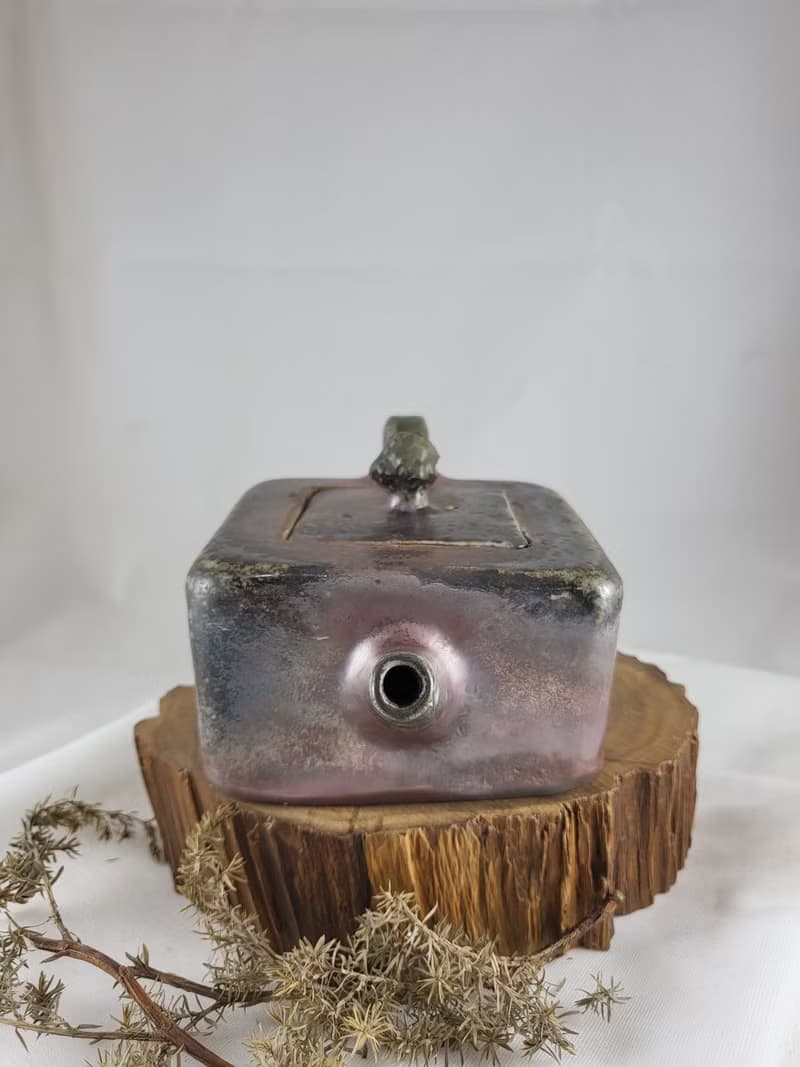 手工柴燒方型茶壺