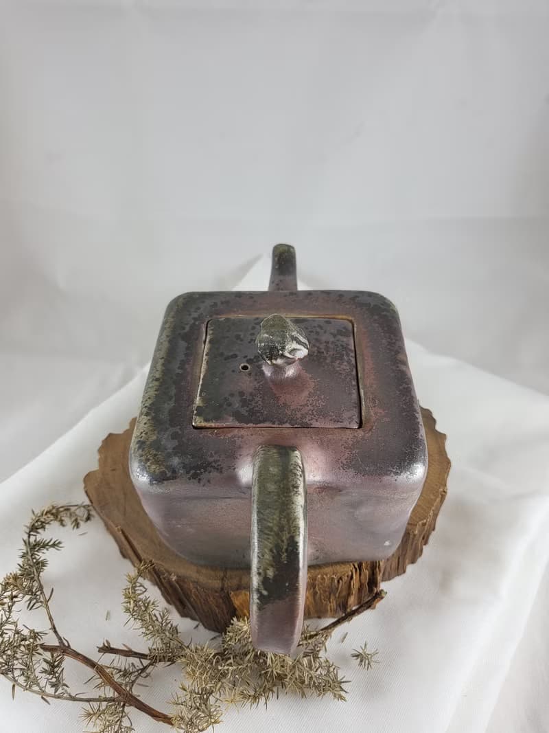 手工柴燒方型茶壺