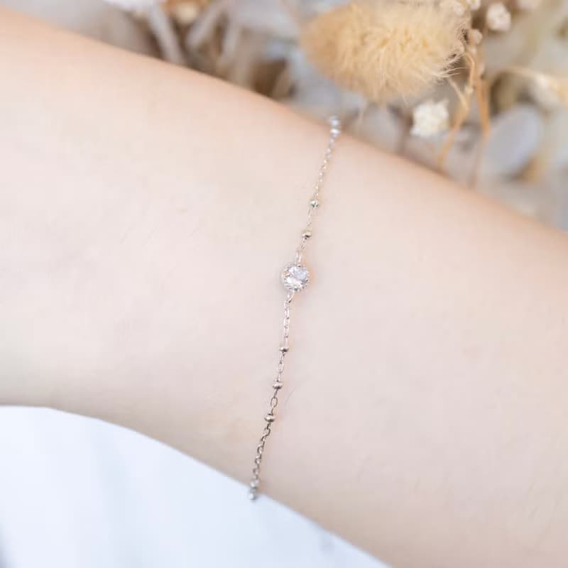 白水晶925純銀小蛋糕手鍊