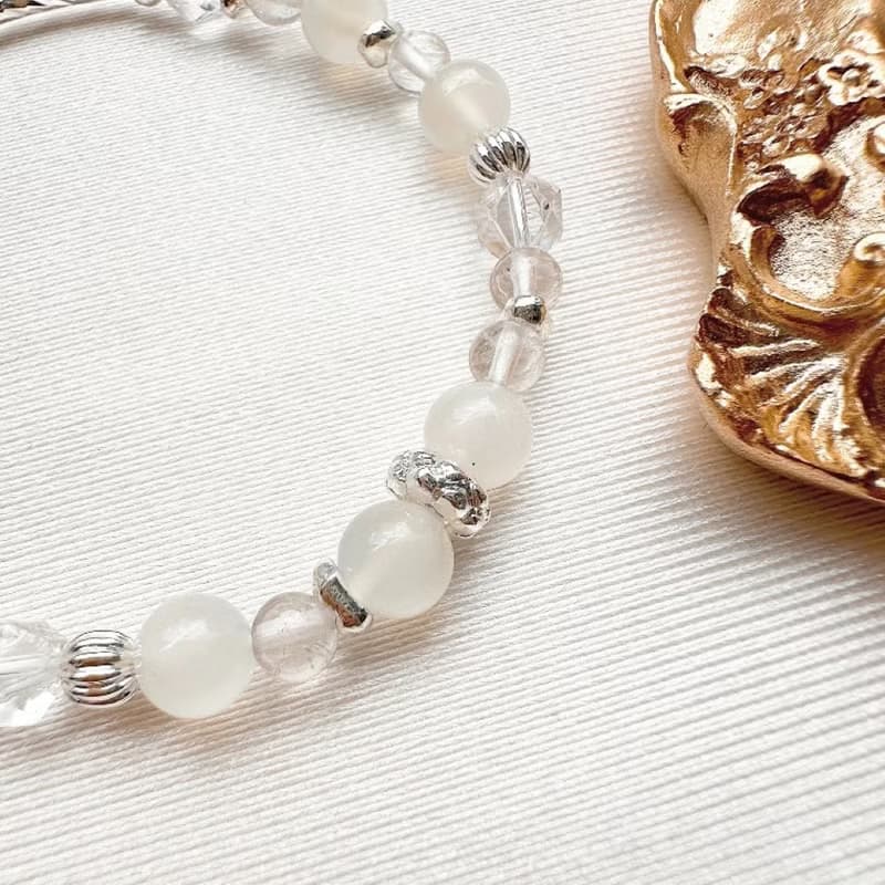 月光裡的小玫瑰 白蝶貝月光石手鍊 生命靈數9號能量手鍊 白水晶