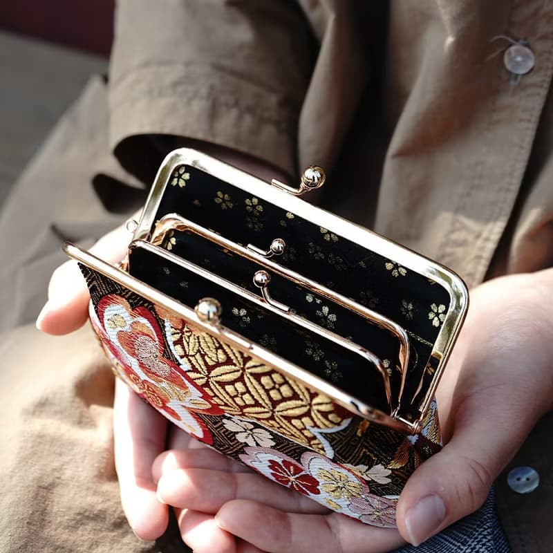 京都奈設計金襴錦織親子口金包-迎春接福/西陣織/零錢包