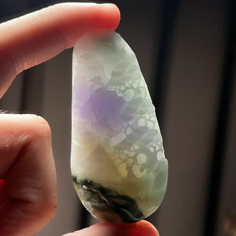 三彩翡翠山水牌 | 天然緬甸玉翡翠A貨 | 送禮