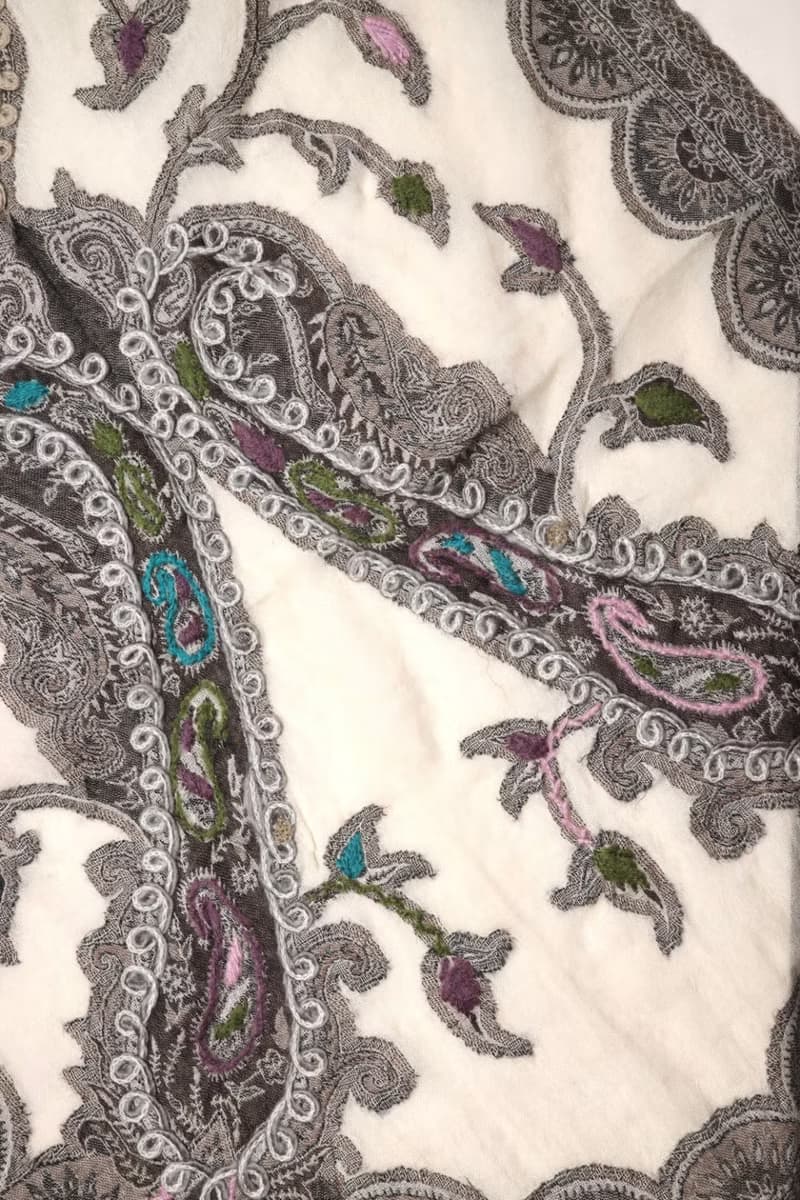【畢業禮物】喀什米爾水煮羊毛手工刺繡圍巾披肩灰白色彩虹線薄