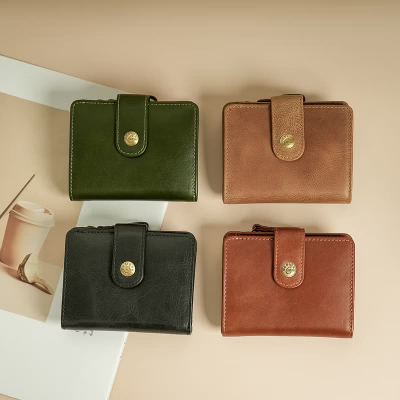 【24hr快速出貨】扣式時尚中夾-074349 五色 錢包 短夾 小皮夾