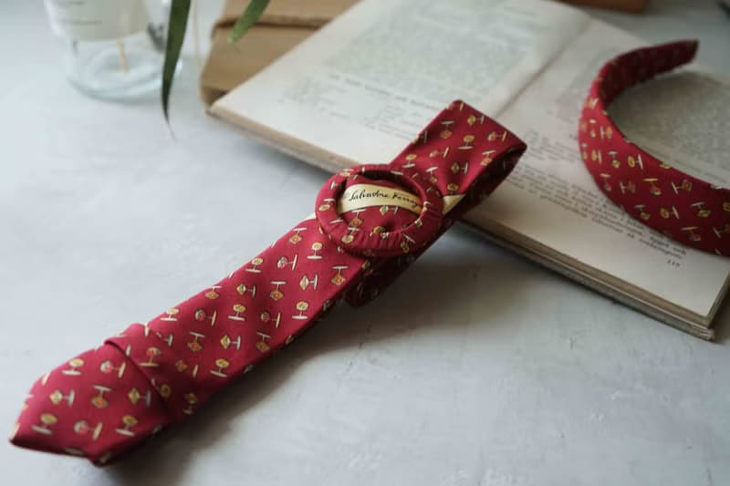 古董領帶改製腰帶-Salvatore Ferragamo復古紅-母親節禮物