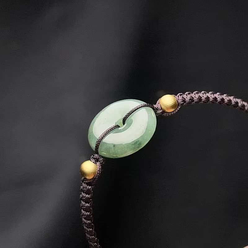 冰綠翡翠平安扣編織手鍊 | 天然緬甸玉翡翠A貨 | 送禮